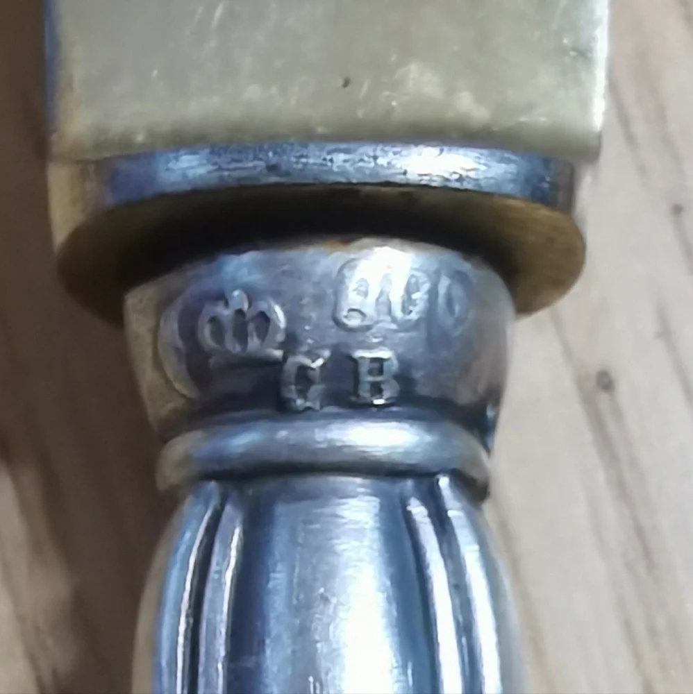 Lot of 2 c.1900 Antique German Silver Handle 800, Gold Gilded Knife 6.5